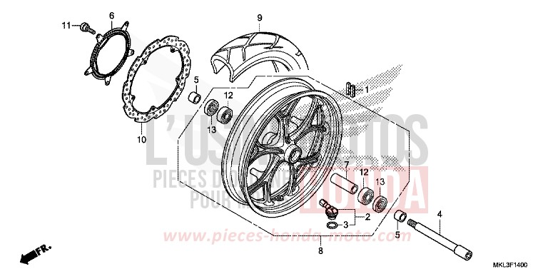 ROUE AVANT de NC750X "Méca" MAT BALLISTIC BLACK METALLIC (NHA86) 2019